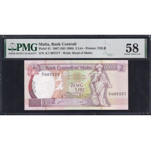 Malta, 2 Liri, 1967 (1989), Choice About UNC 58