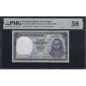 Portugal, 20 Escudos, 1960, Choice About UNC 58