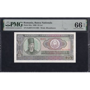Romania, 25 Lei, 1966, Gem UNC 66 EPQ