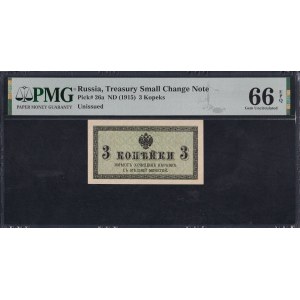 Russia, 3 Kopeks, 1915, Gem UNC 66 EPQ