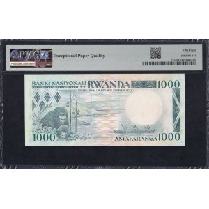 Rwanda, 1000 frankov, 1988–89, výberová kvalita, približne UNC 58 EPQ