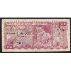Rwanda-Burundi, 50 Francs, 1960, VF