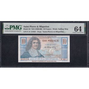 Saint Pierre & Miquelon, 10 Francs, 1950-60, Choice UNC 64