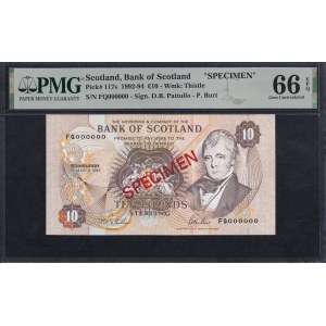 Scotland, 10 Pounds, 1992-94, Gem UNC 66 EPQ, SPECIMEN
