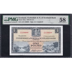 Scotland, 1 Pound, 1950-56, Choice About UNC 58