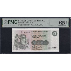Scotland, 1 Pound, 1987-88, Gem UNC 65 EPQ