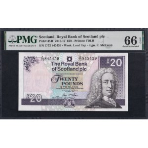 Scotland, 20 Pounds, 2016-17, Gem UNC 66 EPQ