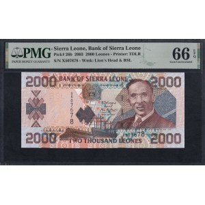 Sierra Leone, 2000 Leones, 2003, Gem UNC 66 EPQ