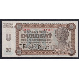 Slovakia, 20 Korun, 1942, UNC