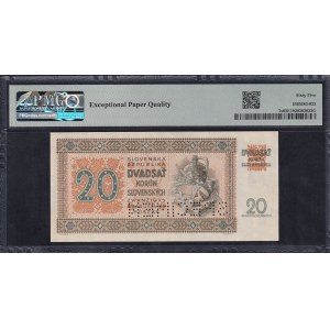 Slovakia, 20 Korun, 1942, Gem UNC 65 EPQ, SPECIMEN