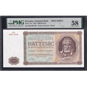 Slovakia, 5000 Korun, 1944, Choice About UNC 58, SPECIMEN