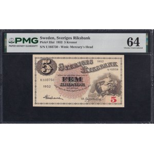 Sweden, 5 Kronor, 1952, Choice UNC 64