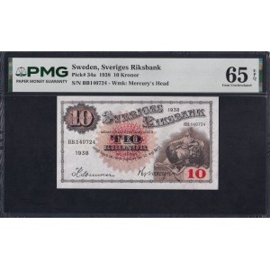Sweden, 10 Kronor, 1938, Gem UNC 65 EPQ