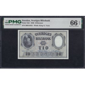 Švédsko, 10 korún, 1956, Gem UNC 66 EPQ