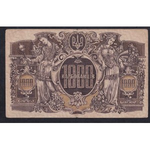 Ukraine, 1000 Karbovantsiv, 1918 (1920), F-VF, Zigzag Lines of Varnish Printed on Front