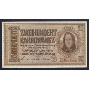 Ukraine, 200 Karbonvantsiv, 1942, XF-UNC