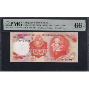 Uruguay, 10 000 pesos, 1974, Gem UNC 66 EPQ