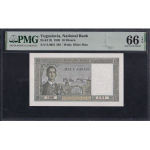 Jugoslawien, 10 Dinara, 1939, Gem UNC 66 EPQ