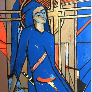 Elżbieta Boukourbane, STAINED-GLASS WINDOW OF MARY, 2024