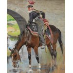 Jerzy KOSSAK (1886-1955), U wodopoju - Szwoleżer Gwardii Cesarskiej z koniem
