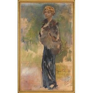 Wojciech KOSSAK (1856–1942), „Portrét Zofie Jachimecké v modrých šatech“ (1941)