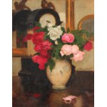 Alfons KARPIŃSKI (1875–1961), Still Life with a Bouquet of Roses and a Clock (1931)