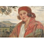 Wincenty WODZINOWSKI (1866-1940), Krakowianka na tle pejzażu