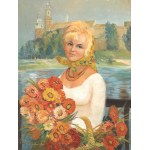 Jerzy POTRZEBOWSKI (1921–1974), Girl with a Bouquet Against the Background of Wawel