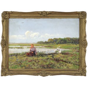Wiktor KORECKI (1890–1980), The Goose Girl in the Meadow