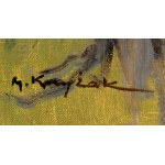 Mieczysław KRZYŻAK (1914-1984), Coppia di cavalli su un carro