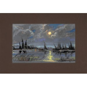 Wiktor ZIN (1925-2007), Jezioro Świteź w noc księżycową (1998)