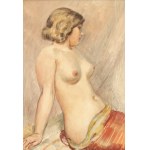 Stanisław ŻURAWSKI (1889-1976), Nudo con drappo rosso