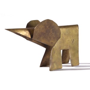 Magdalena ABAKANOWICZ (1930-2017), L'elefante (2007) - scultura accompagnata da una descrizione dell'autrice (2009) su un elefante di cartone