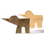 Magdalena ABAKANOWICZ (1930-2017), L'elefante (2007) - scultura accompagnata da una descrizione dell'autrice (2009) su un elefante di cartone