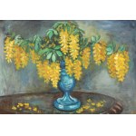 Anna MAŚLAKIEWICZ-BRZOZOWSKA (1912–1986), Golden Rain Tree in a Blue Vase