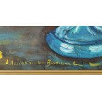 Anna MAŚLAKIEWICZ-BRZOZOWSKA (1912–1986), Golden Rain Tree in a Blue Vase