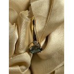 Unique 14-karat gold ring with a 1.39-carat London Blue topaz and diamonds - size 54