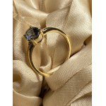 Unique 14-karat gold ring with a 1.39-carat London Blue topaz and diamonds - size 54