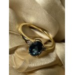 Unique 14-karat gold ring with a 1.39-carat London Blue topaz and diamonds - size 54