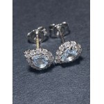 Earrings with natural aquamarines and diamonds - HRD Antwerp Certificate J260000170348