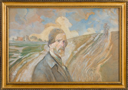 Jacek Malczewski (1854 Radom - 1929 Kraków), Autoportret w pejzażu w Lusławicach, 1925 r.
