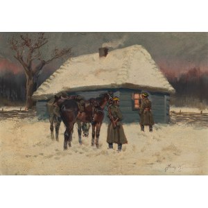 Jerzy Kossak (1886 Kraków - 1955 tamże), Ułani pod okienkiem, 1926 r.