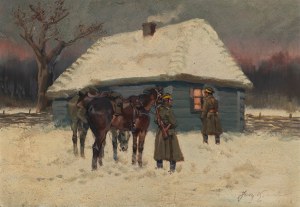 Jerzy Kossak (1886 Kraków - 1955 tamże), Ułani pod okienkiem, 1926 r.