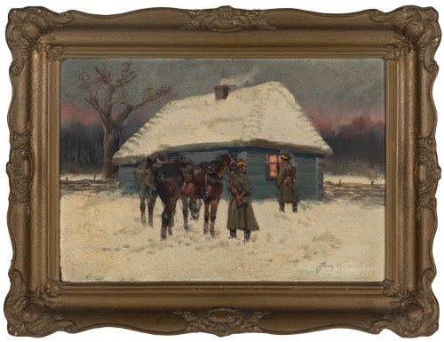 Jerzy Kossak (1886 Kraków - 1955 tamże), Ułani pod okienkiem, 1926 r.