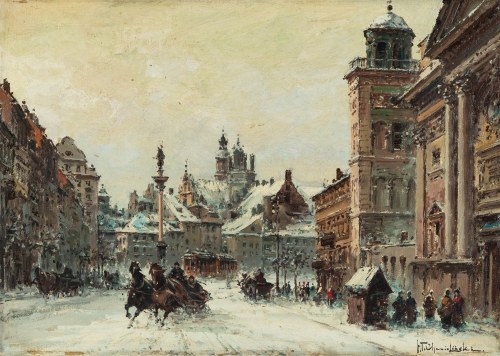 Władysław Chmieliński (1911 Warszawa - 1979 tamże), Widok na Plac Zamkowy