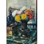 Teodor Grott (1884 Częstochowa - 1972 Kraków), Martwa natura z bukietem chryzantem