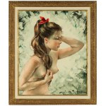 Igor Talwiński (1907 Varsavia - 1983 Parigi), Nudo di ragazza con nastro rosso