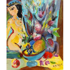 Ludwik Klimek (1912, Skoczów – 1992, Nice), Woman with a Basket of Fruit and Flowers