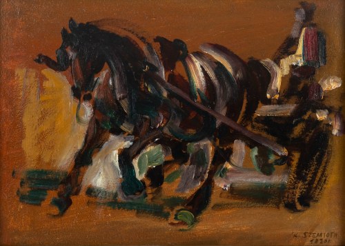 Kazimierz Szemioth (1933 Warszawa-1985 tamże), Koń wozacki w ruchu, 1970 r.
