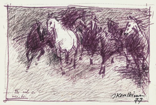 Józef Korolkiewicz (1902 -1988), Pędzące konie, 1977 r.